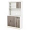 White Walnut Buffet Sideboard Kitchen Storage 9 Shelves USB AC Outlets